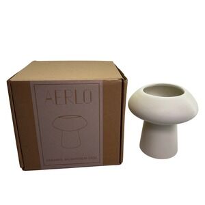 Mushroom Ivory‎ Ceramic Vase Modern Sculptural Decor Abstract Cutout Art Pottery